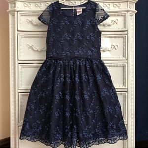 Navy Tulle Lace Overlay Dressy Dress girls size 16 Nanette Kids